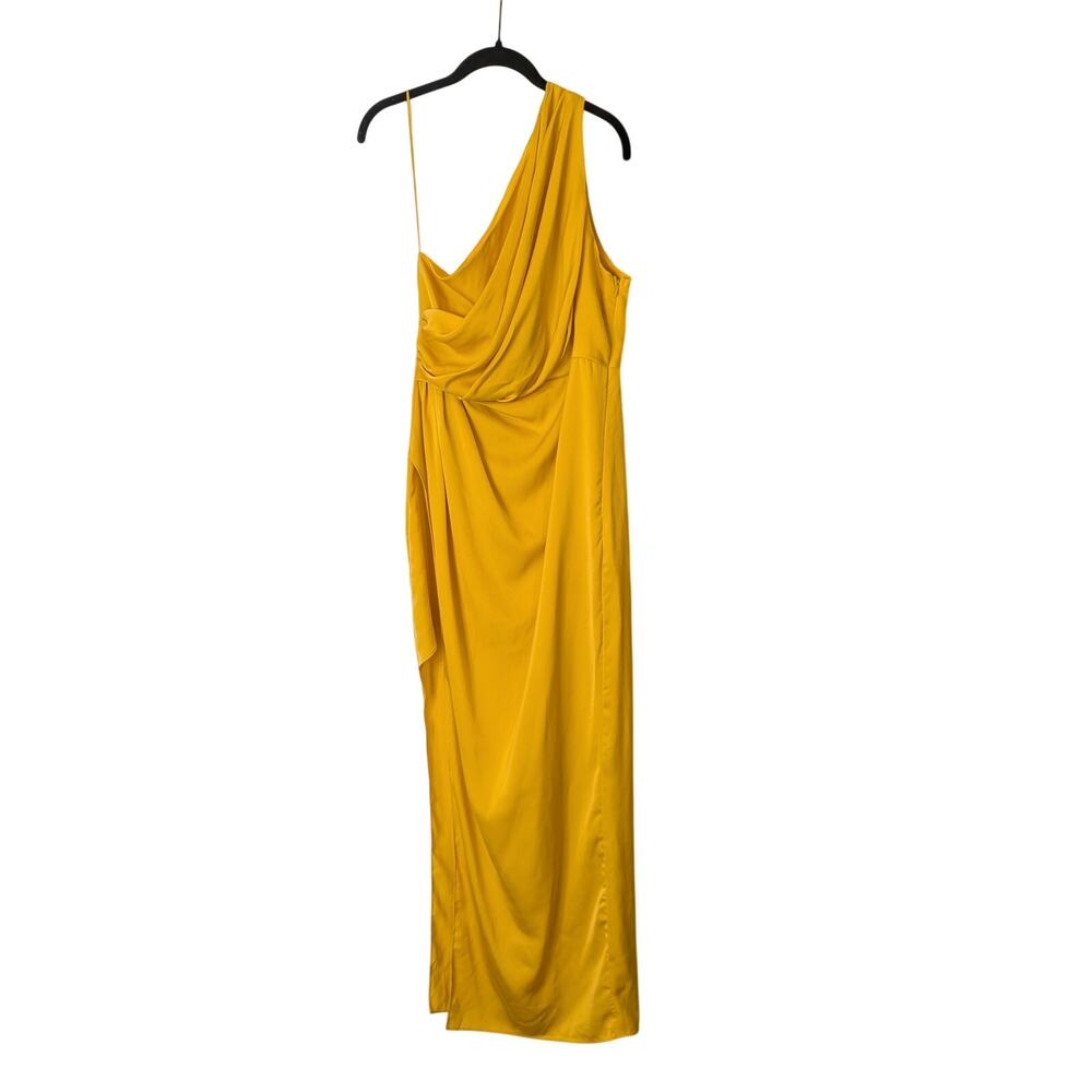 Bandit and the Babe Yellow One-Shoulder Draped Maxi Dress Size Large Slip Dress